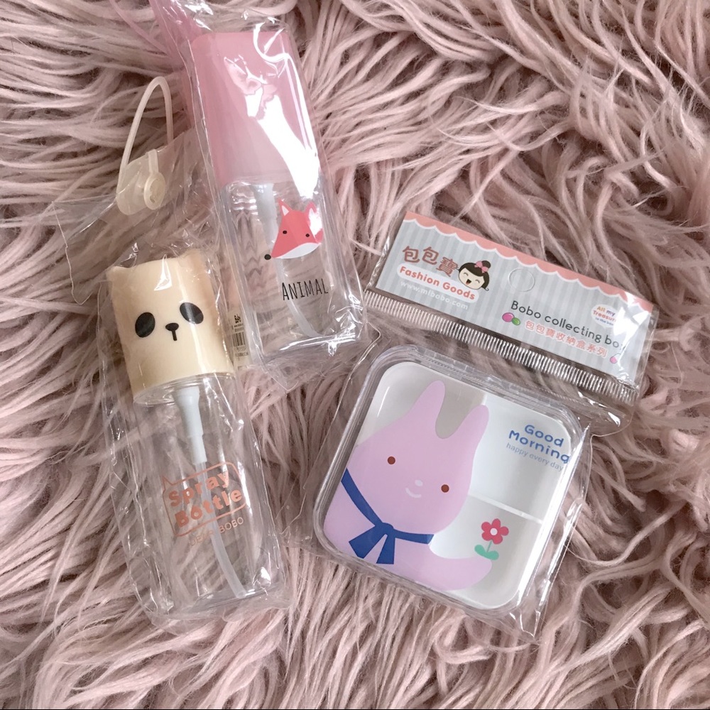 Kawaii spray bottles and pill case bundle